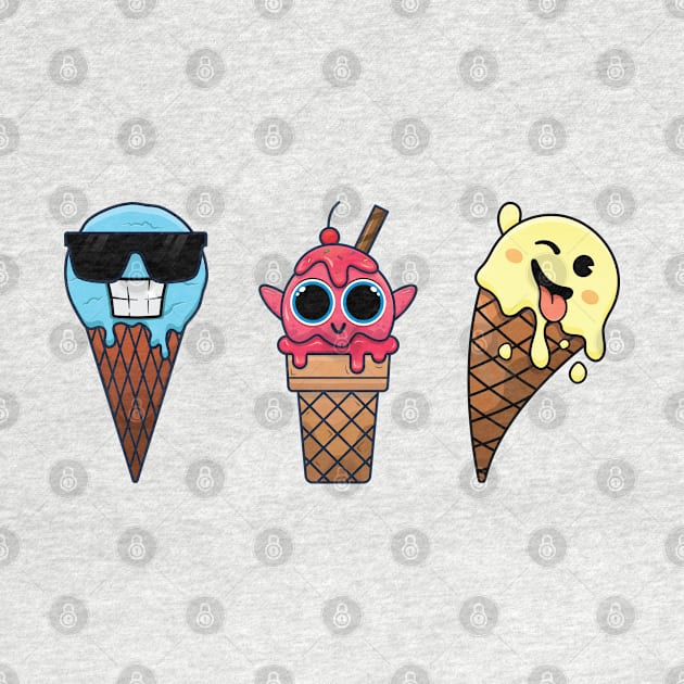 Happy, cool, and wink ice cream emotes by TTirex